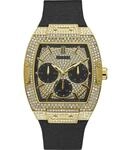 Guess Phoenix Chronograph Herren Armbanduhr, Schwarz, Silikonarmband, 5 bar