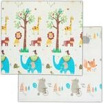 Relaxdays Spielmatte Tiere, beidseitig, schadstofffrei, abwaschbar, 195x175 cm,