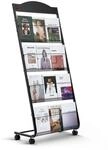 VEVOR faltbarer Prospektst&auml;nder Zeitschriftenst&auml;nder mit 4 Taschen, rollbarer