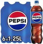 pepsi Original, Koffeinhaltige Cola in Flaschen, EINWEG (6 x 1.25 l)