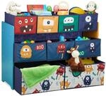 Relaxdays Kinderregal mit 9 Stoffboxen, Monster Design, HxBxT: 70 x 92,5 30 cm,