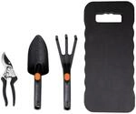 BLACK+DECKER Gartenwerkzeug Set 4-Teilig - Knieschoner, Gartenschere, Schaufel...