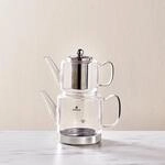 Karaca Dora Borosilikatglas Teekannen-Set mit Edelstahl-Teesieb, 2 L Kessel & 1 L