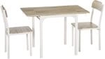 HOMCOM 3 TLG Esszimmergruppe mit 2 St&uuml;hlen 110 x 70 x 75 cm Natur+Wei&szlig;