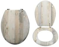 MSV WC Sitz Toilettendeckel MDF Holzkern &bdquo;Ombo Landhaus Scharniere aus...