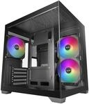 Mars Gaming MC-VIEW3, MicroATX-PC-Geh&auml;use, Panoramisches geh&auml;rtetes Glas, 3x ARGB