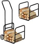 Relaxdays Kaminholzwagen, 2in1 Brennholzkarre & Feuerholzregal, aus Stahl, bis...