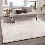 VIMODA Teppich Prime Shaggy Hochflor Einfarbig Weiss Creme Weich f&uuml;r Wohnzimmer,