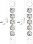 2-er Set ELRO ES305 7-Fach Steckdosenleiste mit 1.5 m Kabel und Schalter &ndash; 5 x