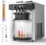 VEVOR Gewerbliche Eismaschine 20-28 L/h Leistung, Softeismaschine 2200 W lmit 2...