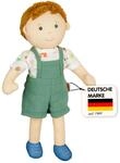 Heless 58 - Stoffpuppe Junge Paul mit gr&uuml;ner Latzhose und Shirt zum An- und