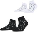 ESPRIT Damen Sneakersocken Playful Hearts 2-Pack W Sn Baumwolle kurz gemustert 2