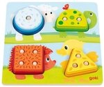 goki 58419 - Farb- und Formensortierbrett Tiere - aus Holz - niedliche...