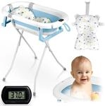 Ricokids Baby Badewanne Babywanne mit Gestell Thermometer und Badekissen - Faltbar