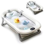 Relaxdays Babybadewanne faltbar, mit weichem Kissen, Babywanne, bis 30 kg, HBT: