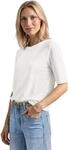 Street One Basic T-Shirt mit Rundhals in Unifarbe Off White 34