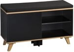 Kesper | Schuhschrank mit Sitzkissen, Schiebet&uuml;r, Schwarz | 1594313