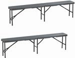 Relaxdays Bierbank 2er Set, klappbar, Kunststoff, Stahl, Campingbank, Balkon &