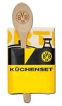Borussia Dortmund K&uuml;chenset 2-teilig | Geschirrtuch & Holzl&ouml;ffel BVB 09