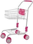 Idena 40250 - Einkaufswagen aus Metall, zusammenklappbarer Wagen mit pinken Details,