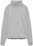 VERO MODA Damen Vmhappiness Ls Rollnk Pullove Ga Boo Rep, Light Grey Melange,...