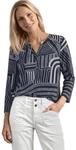 Street One 3/4-Arm Shirt mit Split Neck und Print Darkest Blue 34