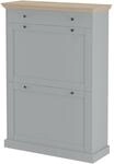 Binz | Schuhschrank mit 2 Klappen und 1 Schublade in Eiche-Optik Grau