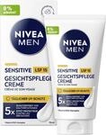 NIVEA MEN Sensitive Gesichtspflege Creme mit LSF 15, 24h Feuchtigkeitscreme f&uuml;r