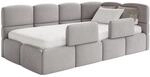 Selsey Jugendbett 120x200cm Hellgrau gepolstert mit Stauraum und Lattenrost,