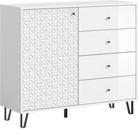 xonox.home &ndash; Highboard Prisma 110x96x40 cm in Wei&szlig; mit markanter 3D-Front &ndash;