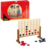 Idena 40378 - Holzspiel 4 in Einer Reihe XXL, 21 Blaue Steine und 21 rote...