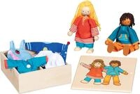 goki 51482 - Klamottenkiste Fynja & Fabio aus Holz und Textil, nachhaltige