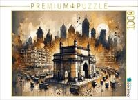 CALVENDO Puzzle Mumbais Gateway in sepiafarbenen Aquarellschattierungen durch KI