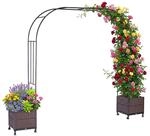 Relaxdays Rosenbogen mit 2 Pflanzk&auml;sten, HxBxT: 210 x 282 x 40 cm, Metall,