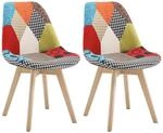 WOLTU Esszimmerst&uuml;hle 2er Set, K&uuml;chenst&uuml;hle mit Patchwork Design, Massivholz