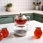 Karaca Refika Borosilikatglas Teekannen-Set mit Edelstahl-Teesieb, 1.5 L Kessel & 0.6