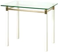 HAKU Beistelltisch Massivholz vergoldet wei&szlig; Metall Sicherheitsglas 10 mm Couchtisch