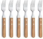 Amefa PIZZA 7000 Pizza-/ Steakgabel Set 6 Personen | Holz Griff | 18/0...