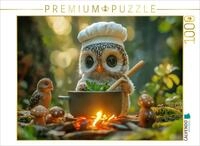 CALVENDO Puzzle S&uuml;&szlig;e Eule kocht am Lagerfeuer - K&ouml;stliche Waldgerichte von...