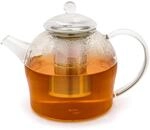 Bredemeijer gro&szlig;e gl&auml;serne Teekanne 1.5 Liter mit Edelstahl Teesieb - einwandige