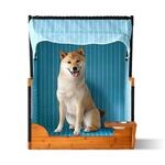 Relaxdays Hundestrandkorb, Rattan, mit Napf, Hundesessel mit Dach, HBT:...