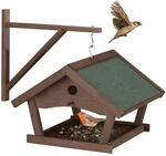 Relaxdays Vogelfutterhaus Holz, Futterhaus zum Aufh&auml;ngen, HBT: 35x42,5x40,5 cm,