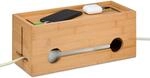 Relaxdays Kabelbox f&uuml;r 2 Steckdosenleisten, Bambus, HxBxT: 14 x 34,5 x 14 cm,...