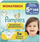Pampers Premium Protection Gr&ouml;&szlig;e 5+, 148 Windeln, 12kg-17kg, unser Nr. 1...