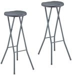 Relaxdays Barhocker, 2er Set, Rattan-Optik, klappbarer Garten Tresenhocker,