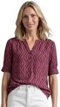 Street One Kurzarm Bluse mit Split Neck und Elastiksaum Blush Berry 34