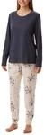 Uncover by Schiesser Damen Schlafanzug Set Shirt Langarm mit Langer Schlafhose -