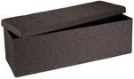 Relaxdays Faltbare Sitzbank XXL, Sitzcube mit Stauraum, Sitzw&uuml;rfel aus Leinen,...