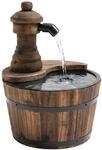 Outsunny Gartenbrunnen Wasserfall mit Holzeimer &Oslash;27 x 37 cm Naturholz