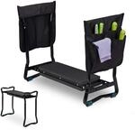 Relaxdays Kniebank f&uuml;r Gartenarbeit, klappbar, bis 150kg, inkl. 2 Taschen,